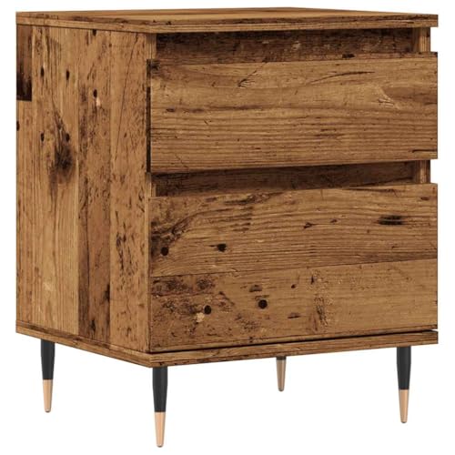 Eleganz Nachttisch Altholz-Optik 40x35x50 cm aus Holzwerkstoff & Metall - Modernes Design für Schlafzimmer, langlebig & stilvoll