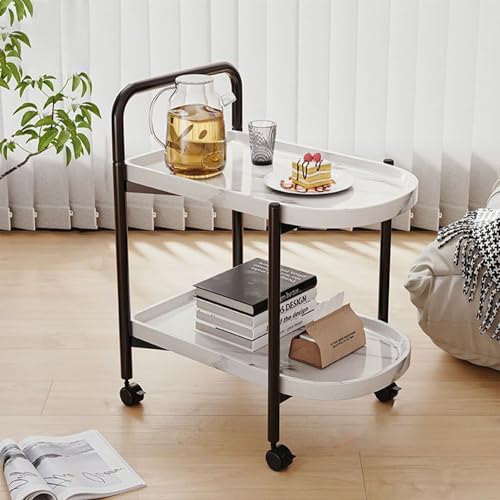 Sofa-Beistelltisch das Wohnzimmer,Laptop-Betttis ch,beweglicher Beistelltisch,rollbares Tischtablett,Aufbewahrung s-Snack-Tisch kleine Räume,Nachttisch mit Rädern,Schlafzimmer und Wohnzimmer(White)