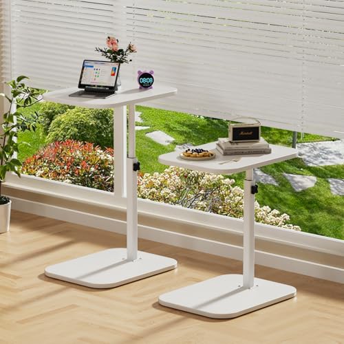 OHMG Beistelltisch, C-Form, Bambus, Metall, modern, höhenverstellbar, Beistelltisch für Bett, Sofa, Nachttisch, Pflege, für Wohnzimmer, Schlafzimmer, Badezimmer