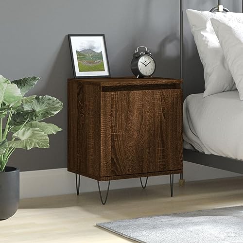 Runheo Nachttisch Braun Eichen-Optik 40x30x50 cm, Holzwerkstoff, mit 1 Fach, Stabiler Beistelltisch für Schlafzimmer, Wohnzimmer, Büro, vielseitig einsetzbar