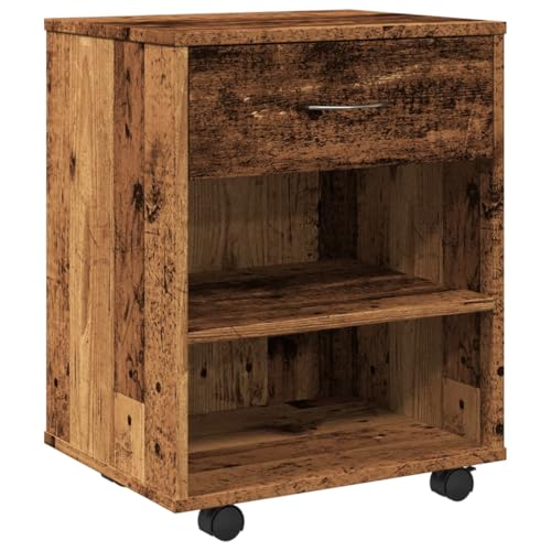 Genérico Wenjingqi 856660 Schrank mit Rollen, Holz, Alttechnik, 46 x 36 x 59 cm, Braun
