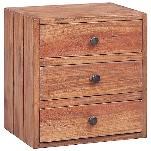 JHQHSM Nachttisch mit 3 Schubladen 35x25x35 cm Altholz Massiv Antik-Stil Einrichtungsideen Holzmaserung Einfache Montage Rustikales Design Langlebige Qualität