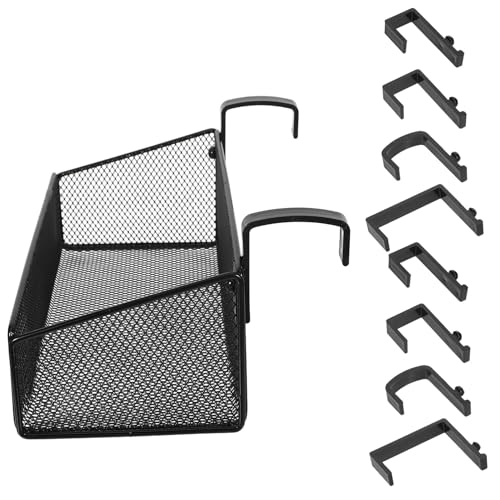 GRIRIW Metallischer Hängender Nachttisch Organizer Korb für Bett Aufbewahrung Multifunktional Robust für Schlafzimmer Büro Studentenwohnheim Bettregal zum Einhängen Schwarzes Metall