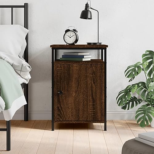 Youuihom Nachttisch Braun Eichen-Optik 40x42x60 cm Holzwerkstoff Nachttisch Modern Nachttische Wohnzimmer Möbel Bed Side Table Bedroom für Jugendzimmer Bad Schlafzimmer Wohnzimmer