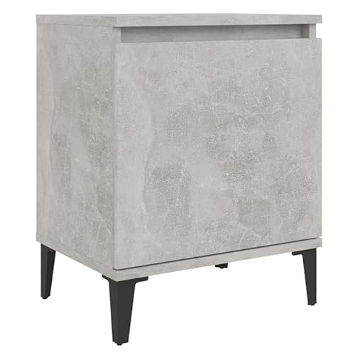 Eleganz Nachttisch Betongrau Metallbeinen 40x30x50 cm   Moderne Beistelltisch aus Holzwerkstoff & für Schlafzimmer & Wohnzimmer   Stilvoll & Stabil