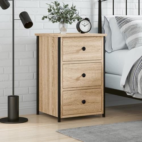 Gecheer Nachttisch Sonoma-Eiche 40x36x60 cm Holzwerkstoff, Schlichte Nachtkommode Kommode für Wohnzimmer Schlafzimmer Studentenbude825995