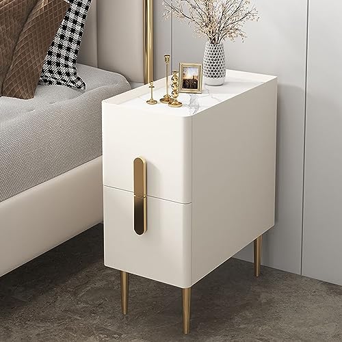 Schmaler Nachttisch mit 2 Schubladen, schmaler moderner Nachttisch für kleine Räume, minimalistischer Sofatisch für Schlafzimmer, Wohnzimmer, Badezimmer, Balkon, Größe XS