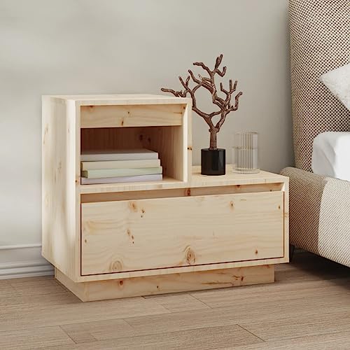 MOBCANT Nachttisch, Side Table Nachtkasten Nachtisch Bettablage Geeignet für Wohnung Schlafzimmer Wohnstube Schlafsaal 60x34x51 cm Massivholz Kiefer