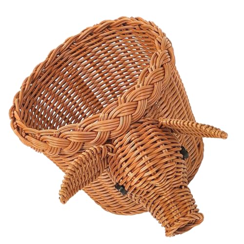 FONDOTIN Picknickkorb Würfel Weidenkorb für Obstkörbe Deckel Gestell Brotkorb für den Haushalt sicherer Dessertkorb Snack-Servierkorb Multifunktions-Dessertkor b Plastik Light Brown