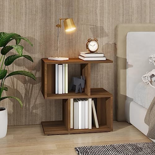 NIVVHOH Nachttisch, Bettablage Bedside Table Nachtkommode Beistelltisch Geeignet für Wohnzimmer Schlafzimmer Hotel Wohnung Braun Eichen-Optik 50x30x51,5 cm Holzwerkstoff