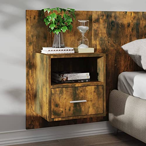 Generisch 2er Set Wandmontierte schwebende Nachttische Nachttischschränke Schwarze Schlafzimmer-Wohnzimmerm bel
