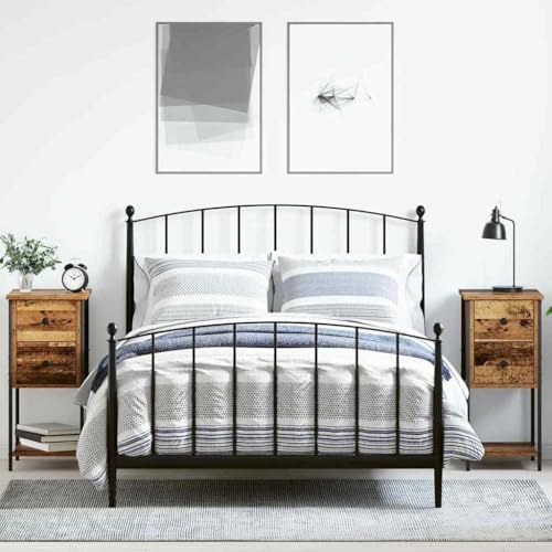 GeenYuu Nachttisch 2er Set Altholz-Optik, 32x42x70 cm Holzwerkstoff, Moderne Schlafzimmer Beistelltische mit Schubladen, Regal, Industrial Design