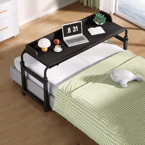 Mobiler Schreibtisch mit Rollen, höhenverstellbarer Überbetttisch, Laptopwagen, Rolltisch, medizinischer Tisch & Lebensmitteltablett