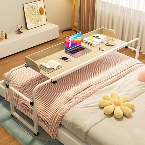 Höhenverstellbarer Schreibtisch über Bett Mobiler Rolltisch Medizinischer Tisch mit Rollen für Computernutzung Verstellbarer Essens-Tablett Schreibtisch