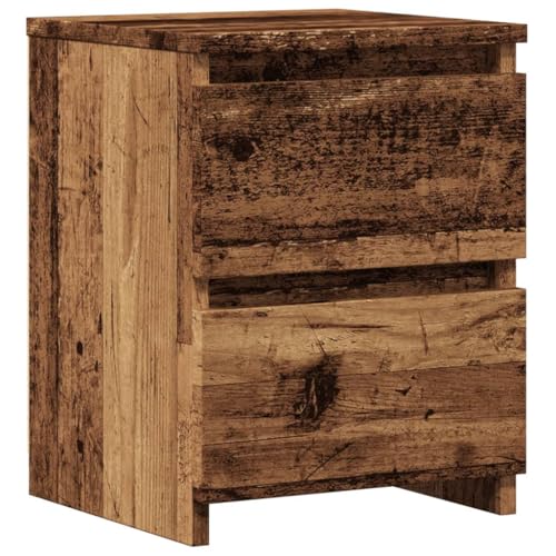 Qnhdfrt Nachttisch Altholz-Optik mit 2 Schubladen 30x30x40 cm Holzwerkstoff Industrie Design Beistelltisch für Schlafzimmer Wohnzimmer und Büro