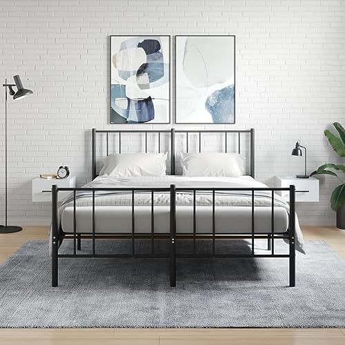 JHQHSM Wand-Nachttische 2 STK. Nachtkästchen Schrank Lagerschrank Wandschrank Hängeschrank Hängender Nachttisch Nachtschrank Geeignet für Büro Schlafzimmer Arbeitszimmer Hochglanz-Weiß 35x35x20 cm