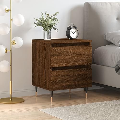 Fasba Nachttisch Braun Eichen-Optik 40x35x50 cm Holzwerkstoff, Beistelltisch mit viel Stauraum, Nachtschrank, Nachtkommode, Nachtkonsole/ 826874