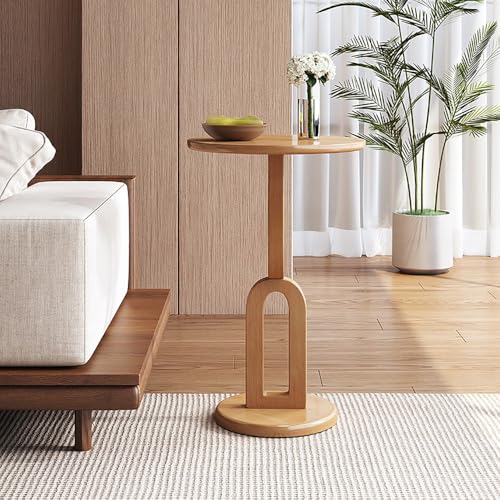 WYRNOBRX Beistelltisch Rund Kleiner Tisch Couchtisch Klein Holz Wohnzimmertisch Kompakt Ablagefach Vintage Couchtisch Für Wohnzimmer Schlafzimmer Nachttisch Modern,Natural,L16*W16*H2 3