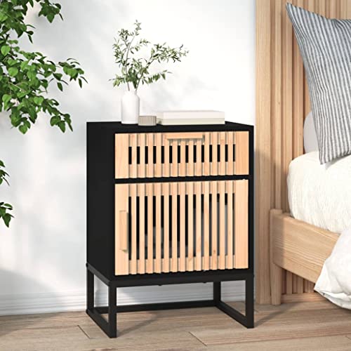 KATERYY Nachttisch Schwarz 40x30x55,5 cm Holzwerkstoff & Eisen,Skandinavischer Nachttisch: Stilvoll und praktisch mit viel Stauraum Schlafzimmer, Nachttische