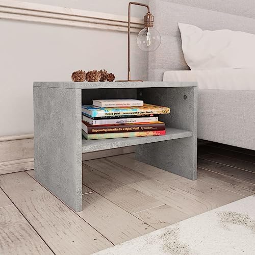 Genérico Wenjingqi 800072 Nachttische, 2 Stück, Sperrholz, Beton, 40 x 30 x 30 cm, Grau