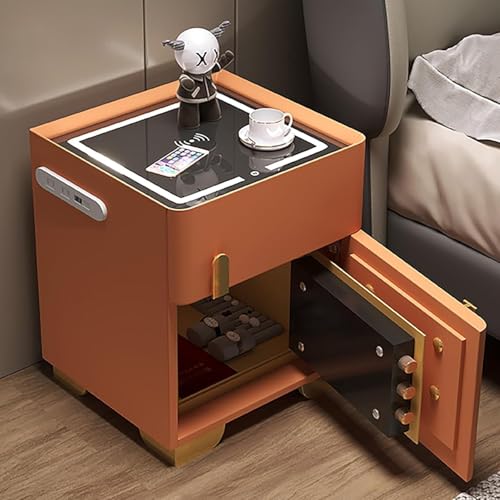 Intelligenter Nachttisch mit sicherem und 3-farbigen LED-Lichtern, kabelloser Ladetisch, multifunktionaler Nachttisch mit USB-Anschluss, Beistelltisch für Schlafzimmer, Wohnheim und Wohnzimmer
