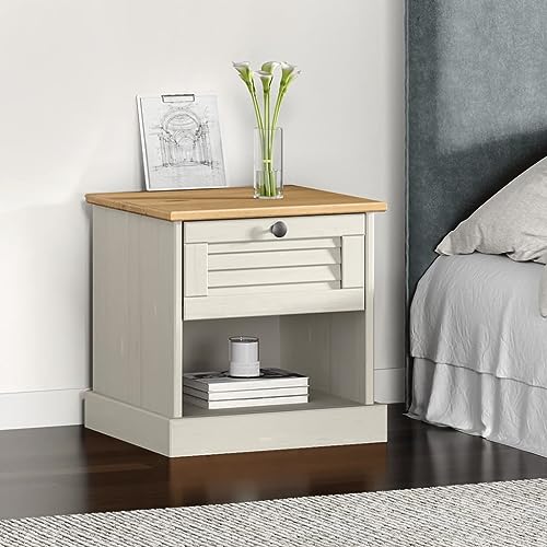 ZQQLVOO Nachttisch VIGO Weiß nachttisch kommode mit schubladen for Wohnzimmer Schlafzimmer 42x35x42 cm Massivholz Kiefer