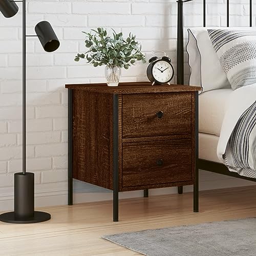 FOZICV Nachttisch Modernem Möbel für Schlafzimmer Beistellschrank Schlichten und Kompakten Design Aufbewahrungsschrank Inneneinrichtung Braun Eichen-Optik 40x42x50 cm