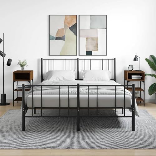 Fasba Nachttische 2Stk. Braun Eichen-Optik 35x34,5x70cm Holzwerkstoff, Beistelltisch mit viel Stauraum, Nachtschrank, Nachtkommode, Nachtkonsole