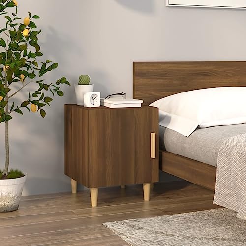 HETFTJN Nachttisch Klein Braun Eichen-Optik Holzwerkstoff 40x40x50 cm mit 1 Tür Modernes Design & Robuste Stabilität für Schlafzimmer Wohnzimmer Flur
