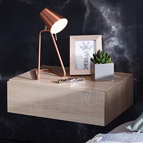 FineBuy Nachtkonsole ZADAR für Wandmontage 46x15x30cm Nachttisch Holz | Wandregal mit Schublade | Nachtschrank Wandboard für Boxspringbett schwebend | Wandkonsole Nachtkästchen hängend
