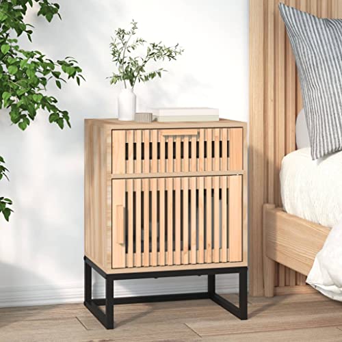 OHOOWOO Nachttisch 40x30x55,5 cm Holzwerkstoff & Eisen,Skandinavischer Nachttisch mit Stauraum für praktische und dekorative Aufbewahrung Schlafzimmer, Nachttische