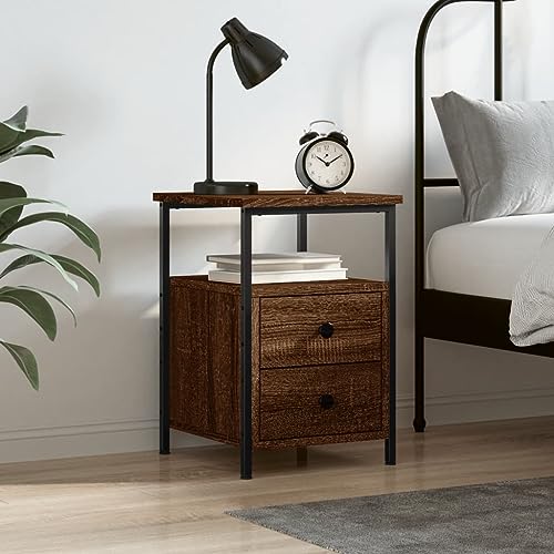 Youuihom Nachttisch Braun Eichen-Optik 34x35,5x50 cm Holzwerkstoff Beistelltisch Bett Nachtschrank Kleiner Tisch Schränke für Bad Jugendzimmer Wohnzimmer Schlafzimmer