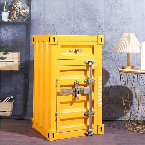 Industrieller Nachttisch mit Schublade, Aufbewahrungsschrank aus Metall, große Kapazität für Schlafzimmer, Wohnzimmer, Restaurant, Bar