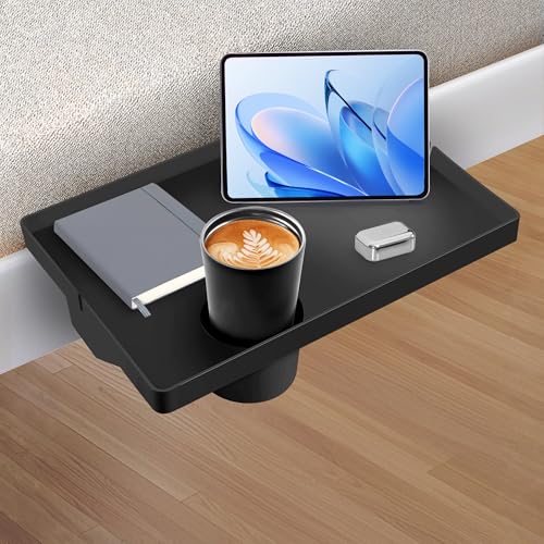 Lacusmall Nachttischregal Regal, Tablett Nachttisch Regal Bettablage zum Einhängen für Bett mit Kabelführung, Clip-On-Nachttisch, Tablett-Organizer ca.: 43 * 30cm, Schwarz