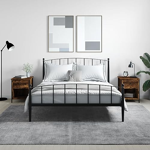 Frdhee Nachttischschrank, Nachttische 2 STK. Räuchereiche 40x42x50 cm Holzwerkstoff Nachtmode für Schlafzimmer, Flur, Wohnzimmer