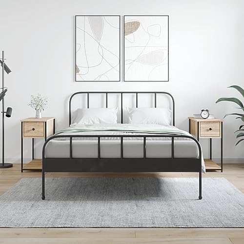 Mokuyary Nachttische 2 STK. Sonoma-Eiche 30x60x60 cm Holzwerkstoff Beistelltisch, Nachtschrank Schlafzimmer, modern für Wohnzimmer Schlafzimmer Arbeitszimmer Gästezimmer A1