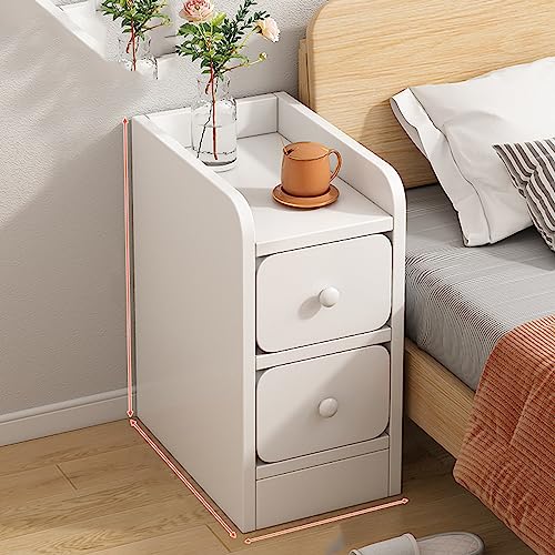 Minimalistischer, moderner, ultraschmaler Nachttisch für das Schlafzimmer. Kleiner Nachttisch mit einfachem Design und rissiger Oberfläche. Kompakter Nachttischschrank (B 25 × 34 × 50 cm)