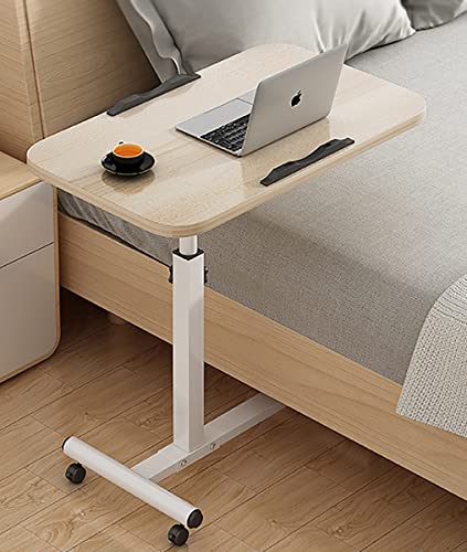 WWERTYY Medizinischer Betttisch mit Verstellbarer Höhe und Rollen – zusammenklappbarer Nachttisch für Krankenhaus, Büro, Zuhause – rollbarer Laptop-Computertisch und Sofa-Beistelltisch