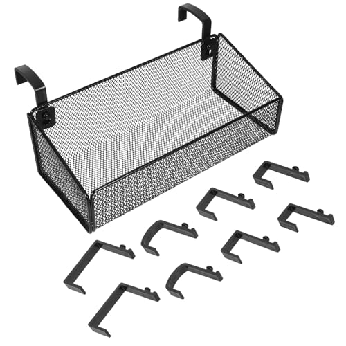 Yardenfun Nachttisch Organizer Hängekorb aus Metall Schwarzer Drahtkorb zum Einhängen für Etagenbetten Schlafzimmer und Studentenwohnheim Bohrfreie Montage
