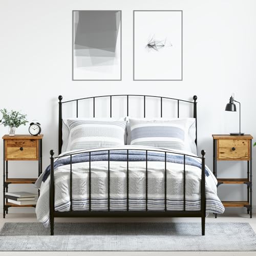 Tidyard Nachttische 2 Stück Altholz 34x36x70 cm Massivholz Moderner Nachtschrank für Wohnzimmer Schlafzimmer