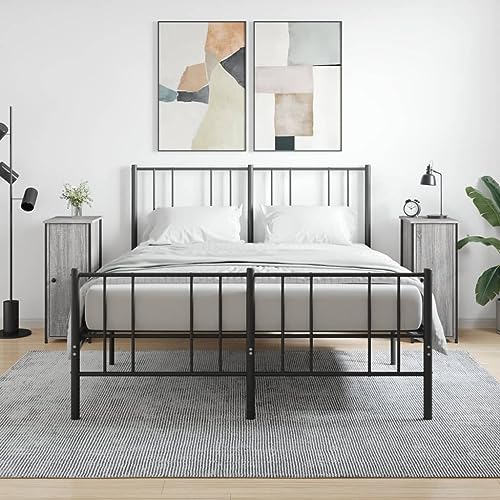 HETFTJN Nachttisch Set 2er Grau Sonoma 32x42x80 cm aus Holzwerkstoff und Eisen, Modernes Industrial Design mit 2 Fächern & Höhenverstellbaren Beinen, Robuste Beistelltische für Schlafzimmer Wohnzimmer HETFTJN Nachttisch Set 2er Grau Sonoma 32x42x80 cm aus Holzwerkstoff und Eisen, Modernes Industrial Design mit 2 Fächern & Höhenverstellbaren Beinen, Robuste Beistelltische für Schlafzimmer Wohnzimmer