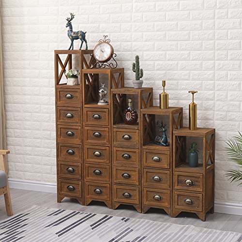 Vintage Nachttisch Tisch mit offenem Regal 2/3 Schubladen Aufbewahrungsschrank - Hoher Konsolentisch für Schlafzimmer, Flur, Wohnzimmer, Telefon Beistelltisch