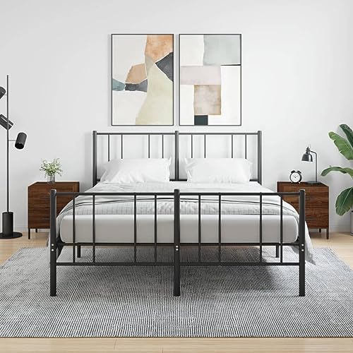 HETFTJN Nachttisch 2er Set Braun Eiche 40x35x47,5 cm Modernes Nachtkästchen mit Schublade aus Holzwerkstoff und Metallfüßen Stauraum für Schlafzimmer Wohnzimmer Flur