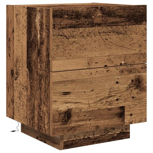 vidaXL Rustikaler brauner Nachttisch mit Zwei Schubladen | Natürlicher Holz Nachttisch im Vintage-Stil für Schlafzimmer und Wohnzimmer mittelgroße dekorative Aufbewahrungsmöbel Holztisch klein