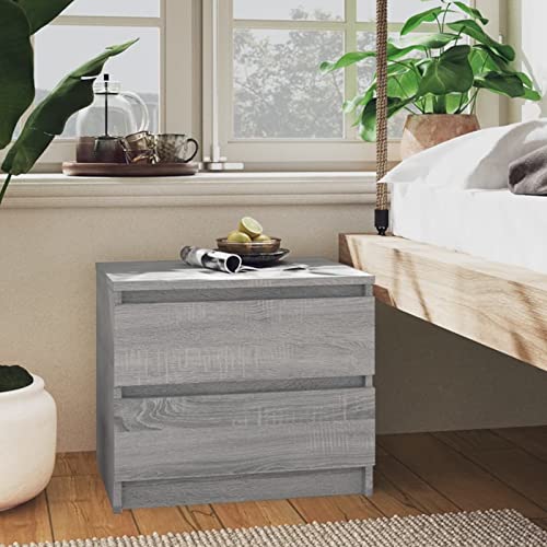 Fasba Nachttisch Grau Sonoma 50x39x43,5 cm Holzwerkstoff, Beistelltisch mit viel Stauraum, Nachtschrank, Nachtkommode, Nachtkonsole