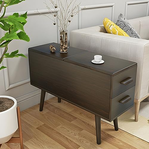 Beistelltisch (de:Beistelltisch, moderner Holztisch, Sofa-Beistelltisch mit Schubladen und großem Stauraum für kompakte Aufbewahrung, Home-Office-Möbel – 1 dunkler Nussbaum, 39,5  L x 12 