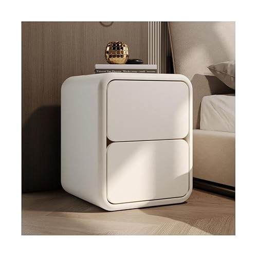 HADECOLL Nachttisch, Schmal, Weiß, Für Schlafzimmer, Nachttischkommode Mit Schubladen, Beistelltisch, Nachttisch, 2Er-Set, Einfacher Nachttisch, 40 X 40 X 47 cm, Beige 40 X 40 X 47 cm