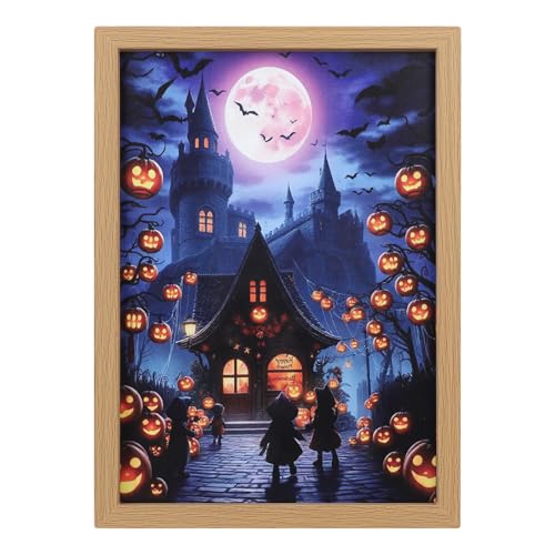 HELEVIA Halloween Light Up Malen Doppelseitiges Zeichnen, 3 Farben Helligkeit Verstellbar, USB Halloween Wandkunst Beleuchtung Dekorativni stil für Wohnzimmerbüro (WSJ-2)
