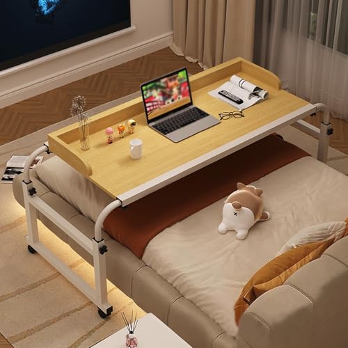 Höhenverstellbarer Überbetttisch auf Rollen, kleiner rollbarer Laptop-Schreibtisch, faltbarer Arbeitszimmertisch und Computertisch für Bett