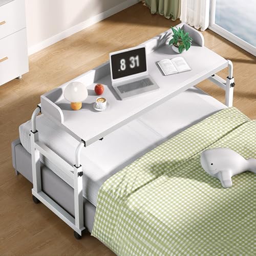 Computerwagen mit Rollen - Verstellbarer Betttisch für Krankenhaus und Wohnzimmer mit Getränkehalter